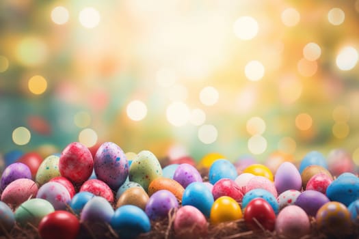 Colorful Easter Egg background with Copy space, AI Generative.