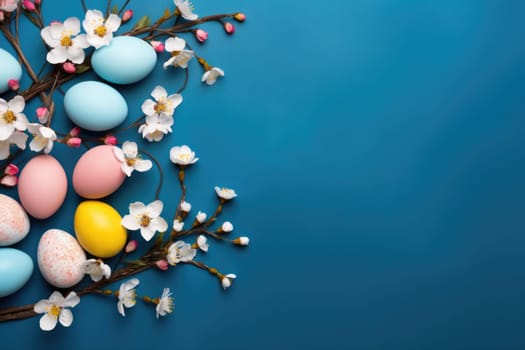 Colorful Easter Egg background with Copy space, AI Generative.