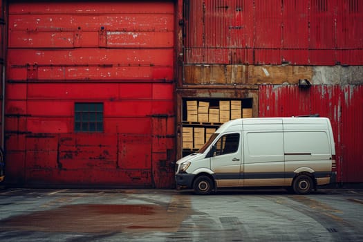 delivery van, commercial delivery vans with cardboard boxes, Logistics concept.