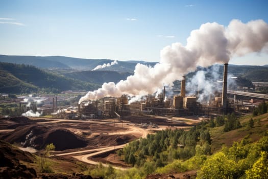 Steam rising from geothermal power plants built near natural hot springs.