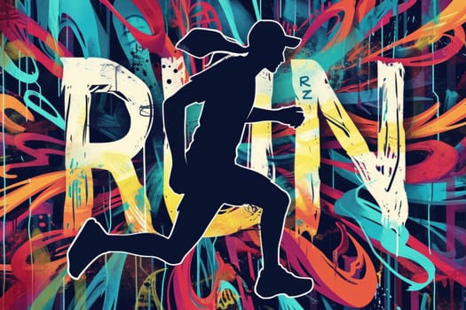 Running poster, Colorful Running marathon poster, sport and activity background.