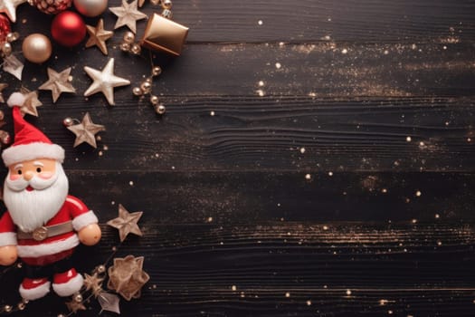 Top view of Christmas banner with christmas decoration, AI Generative.