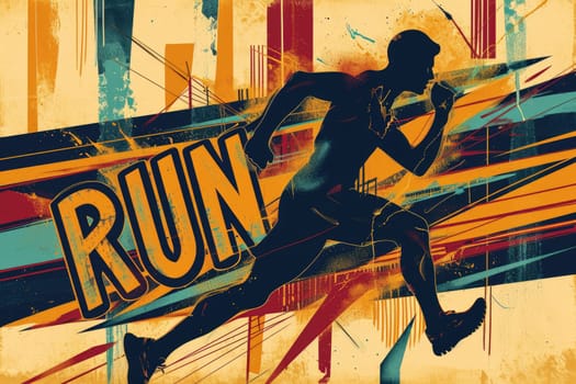Running poster, Colorful Running marathon poster, sport and activity background.