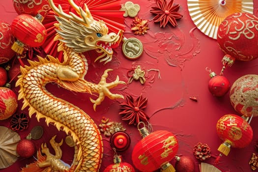 Happy Chinese new year, Dragon Zodiac, Chinese golden dragon, greeting cards and banners.