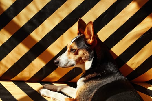 Portrait of a dog in pop art style, vintage style.