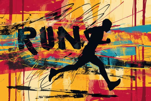 Running poster, Colorful Running marathon poster, sport and activity background.