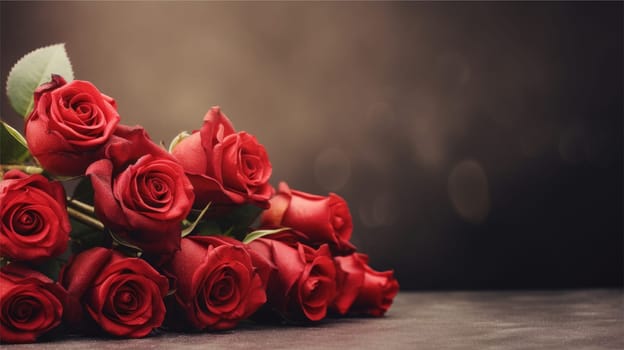 valentine's day celebration with red roses background, AI Generative.