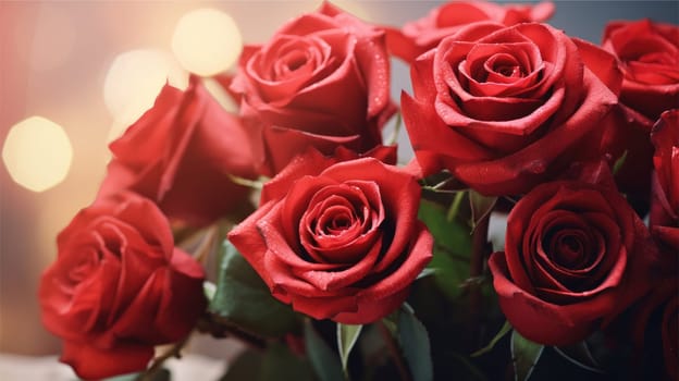 valentine's day celebration with red roses background, AI Generative.