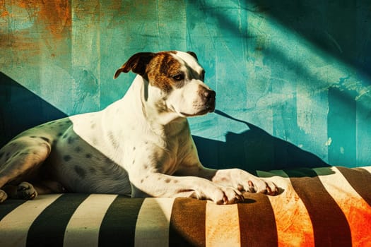 Portrait of a dog in pop art style, vintage style.