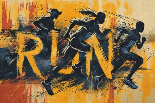 Running poster, Colorful Running marathon poster, sport and activity background.