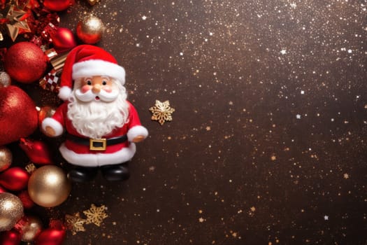 Top view of Christmas banner with christmas decoration, AI Generative.