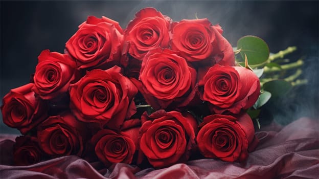 valentine's day celebration with red roses background, AI Generative.