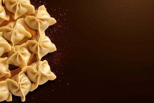 A pile of chocolate candies on a dark background with sparkles.