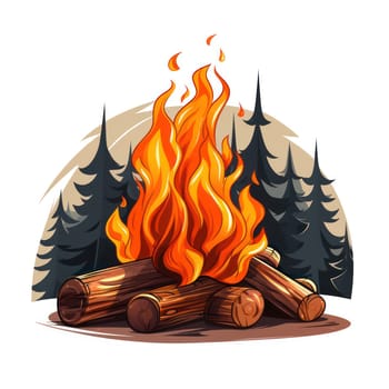 Hot Flames Embracing a Cozy Campfire in the Woods