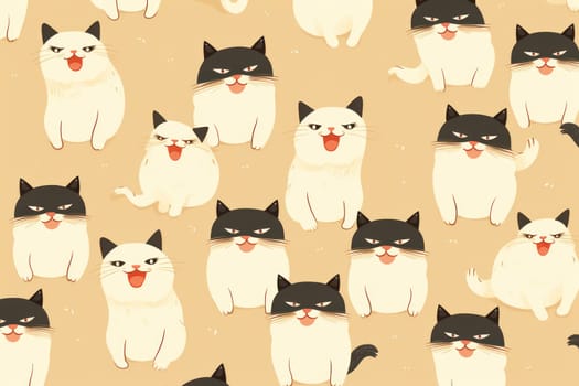 Cats seamless pattern wallpaper Generative AI.