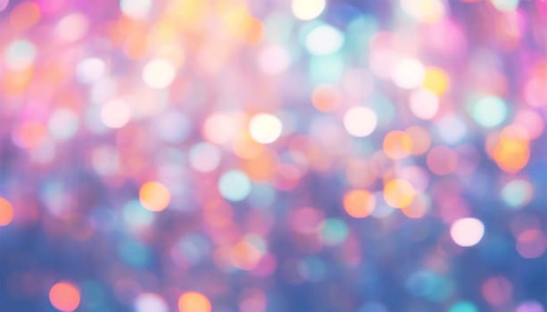 Defocused abstract bokeh background pastel colored, flare from lights, blurred round bokeh as holiday fon, celebration wallpaper. Glittering aesthetic textured pattern Purple,pink neon lights