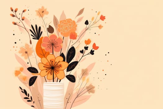 background with simple drawn flowers and fall things, Generative AI.