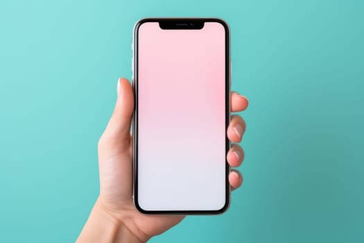 hand holding smartphone, mock up, Generative AI.
