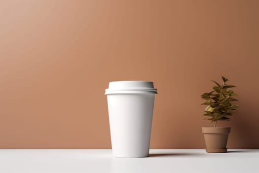 Paper coffee cup mock-up Generative AI.