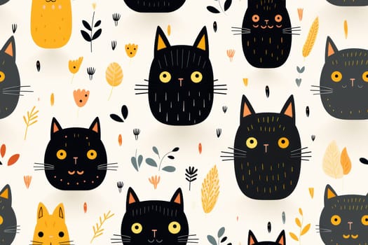 Cats seamless pattern wallpaper Generative AI.