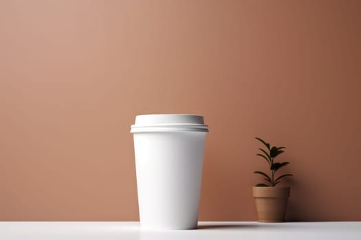 Paper coffee cup mock-up Generative AI.