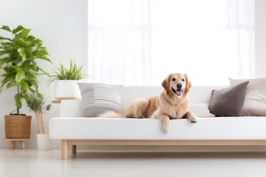 Photo of Dog in Modern living room interior.