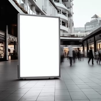 Blank billboard indoors outdoors, Generative AI.