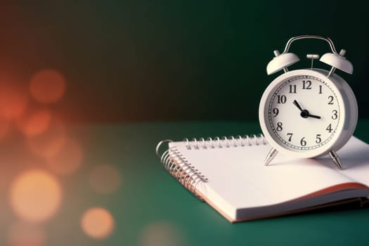 close up of calendar and alarm clock, alarm clock, Generative AI.