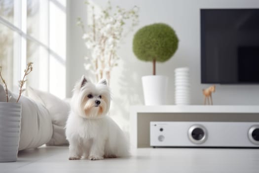 Photo of Dog in Modern living room interior.