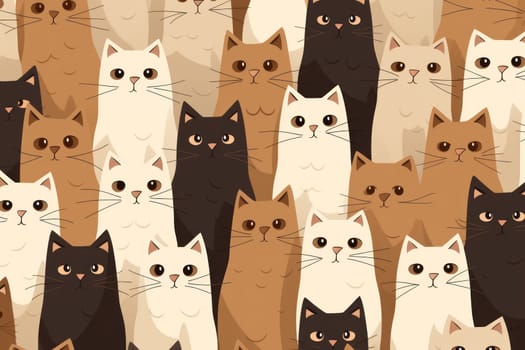 Cats seamless pattern wallpaper Generative AI.