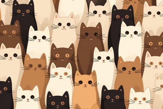 Cats seamless pattern wallpaper Generative AI.