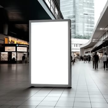 Blank billboard indoors outdoors, Generative AI.