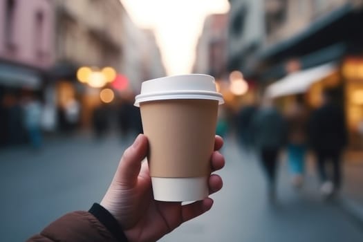 Paper coffee cup mock-up Generative AI.