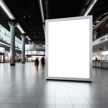 Blank billboard indoors outdoors, Generative AI.