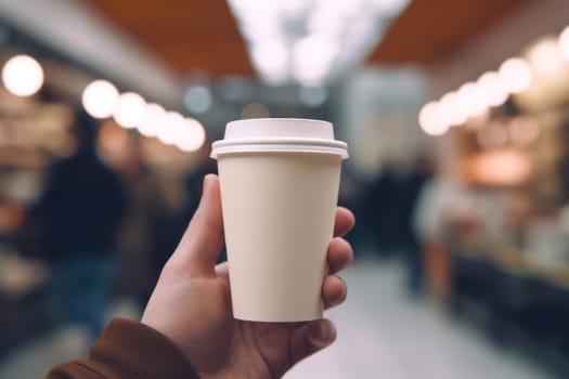 Paper coffee cup mock-up Generative AI.