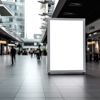 Blank billboard indoors outdoors, Generative AI.