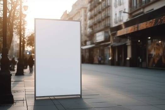 Blank billboard indoors outdoors, Generative AI.