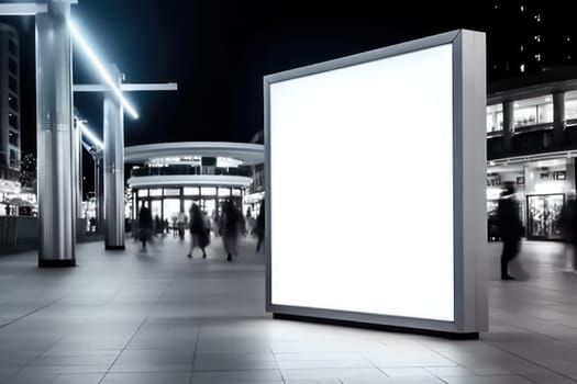 Blank billboard indoors outdoors, Generative AI.