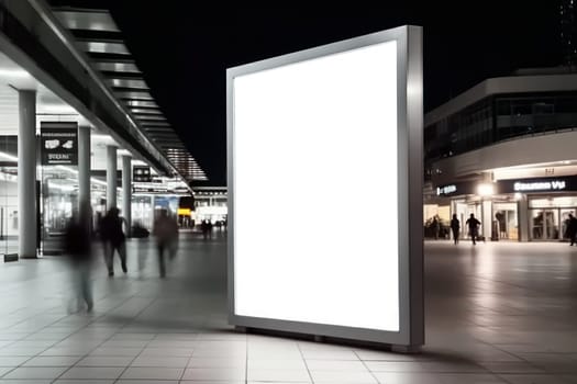 Blank billboard indoors outdoors, Generative AI.
