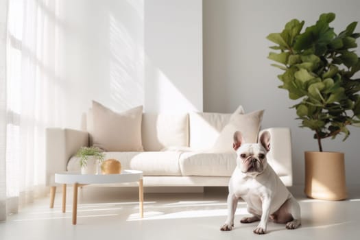 Photo of Dog in Modern living room interior.