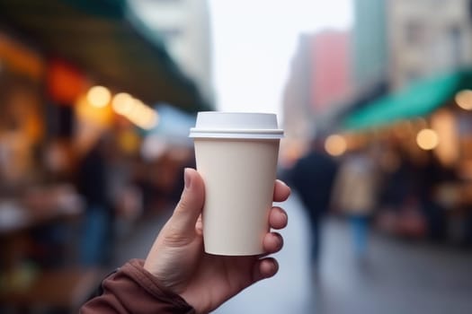 Paper coffee cup mock-up Generative AI.
