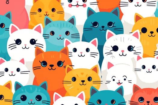 Cats seamless pattern wallpaper Generative AI.
