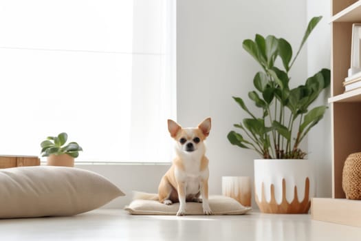 Photo of Dog in Modern living room interior.