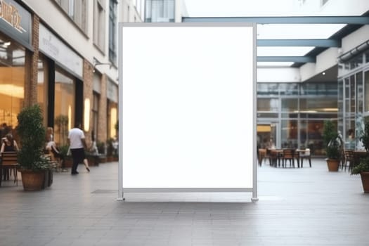 Blank billboard indoors outdoors, Generative AI.