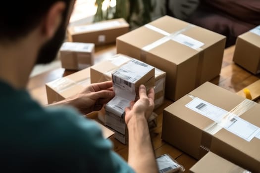 using stickers to label packages for shipping, Warehouse Documents Checklist, Drop shipping company, Generative AI.