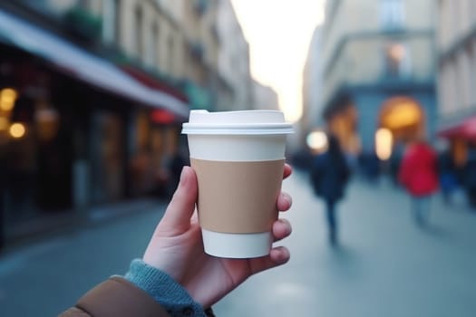 Paper coffee cup mock-up Generative AI.