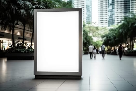 Blank billboard indoors outdoors, Generative AI.