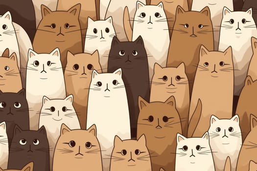 Cats seamless pattern wallpaper Generative AI.