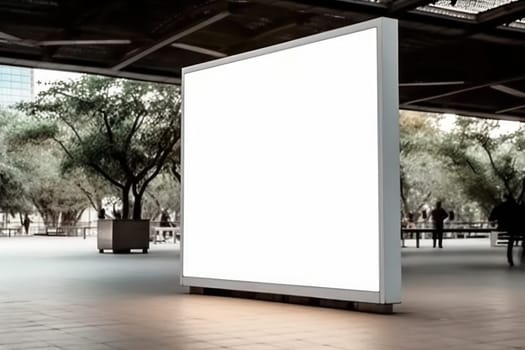 Blank billboard indoors outdoors, Generative AI.