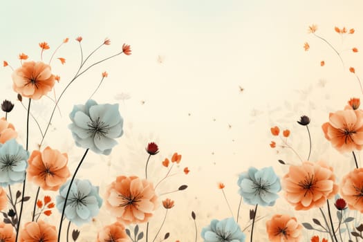 background with simple drawn flowers and fall things, Generative AI.